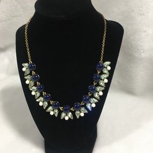 J. Crew turquoise crystals w/blue resin necklace